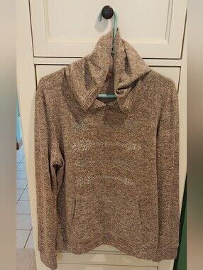 SJS Women's Taupe Hooded Top  with Shimmer Accents